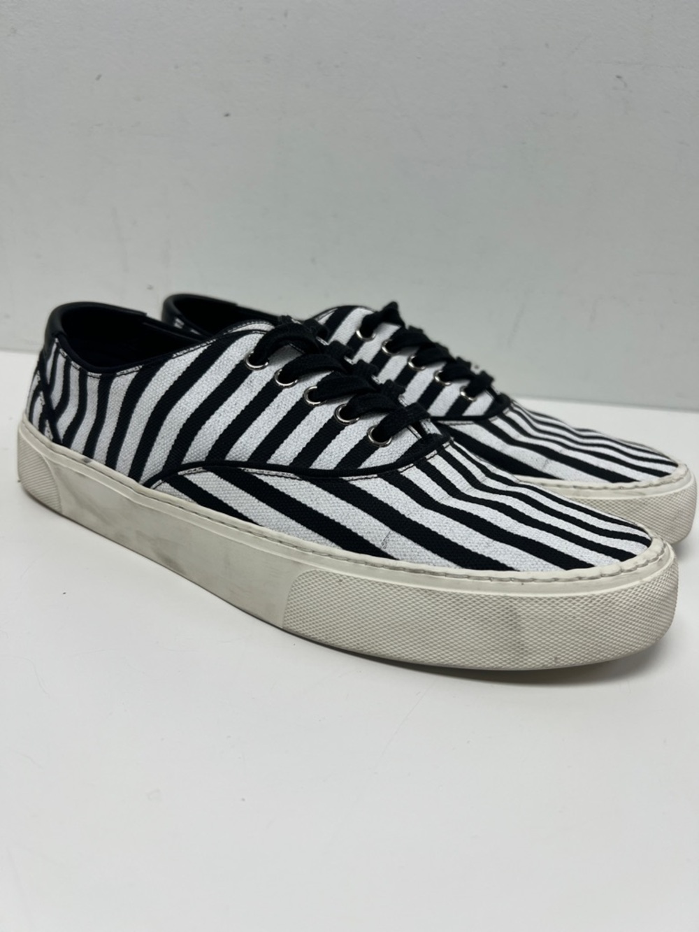 Yves Saint Laurent Black & White Striped Low-Top Sneakers